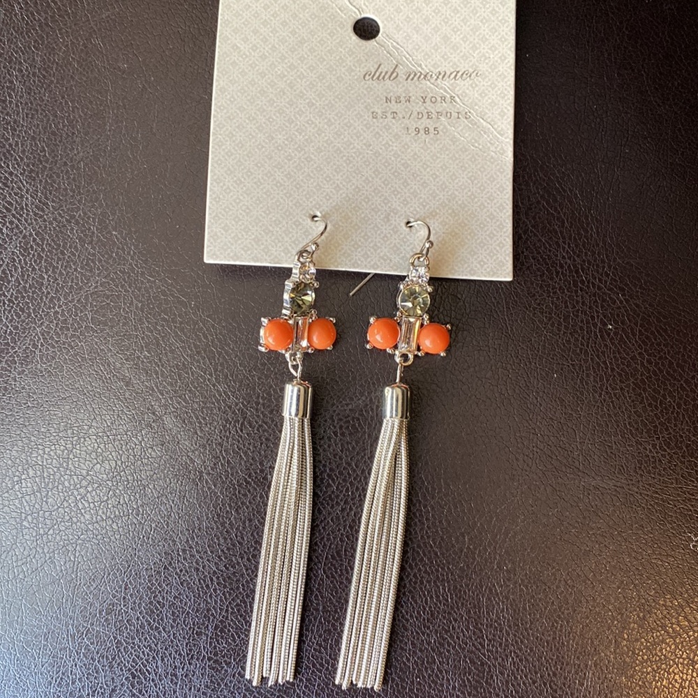 CLUB MONACO | silver tone tassel earrings